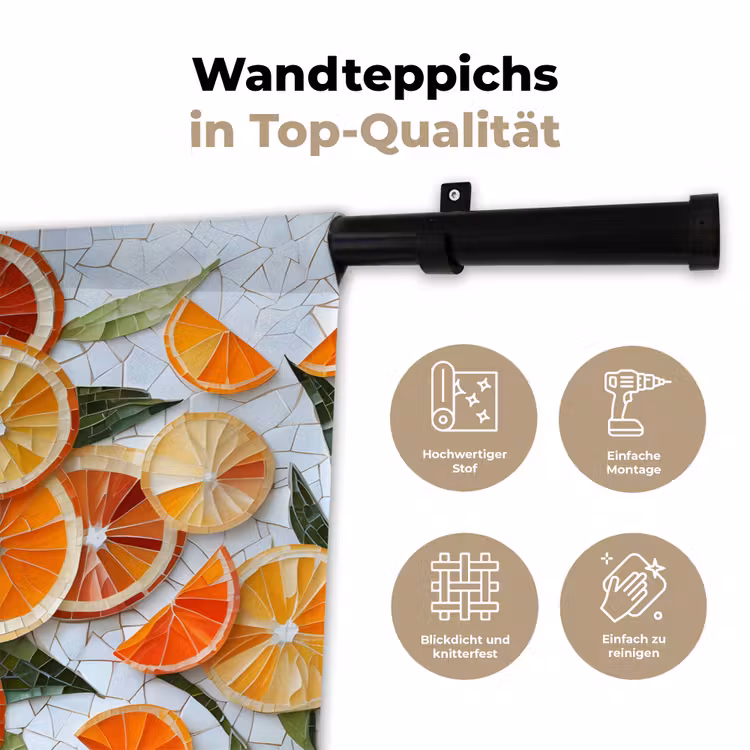 Schijfjes - Fruit - Oranje - Mozaïek Wandkleed katoen klein -tsfeer2_DE