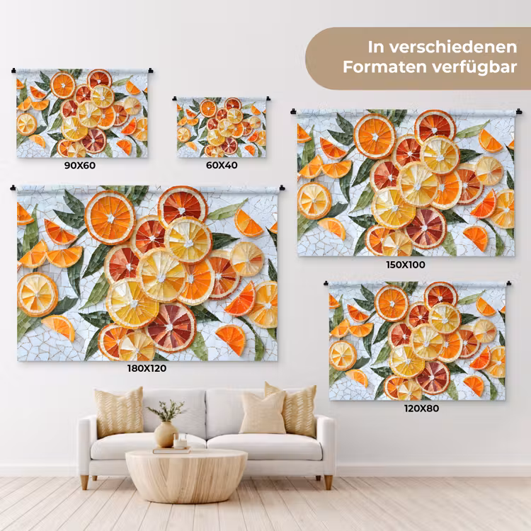 Schijfjes - Fruit - Oranje - Mozaïek Wandkleed katoen klein -tsfeer8_DE