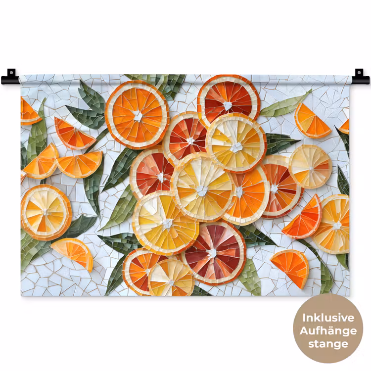 Schijfjes - Fruit - Oranje - Mozaïek Wandkleed katoen klein -t3d_DE