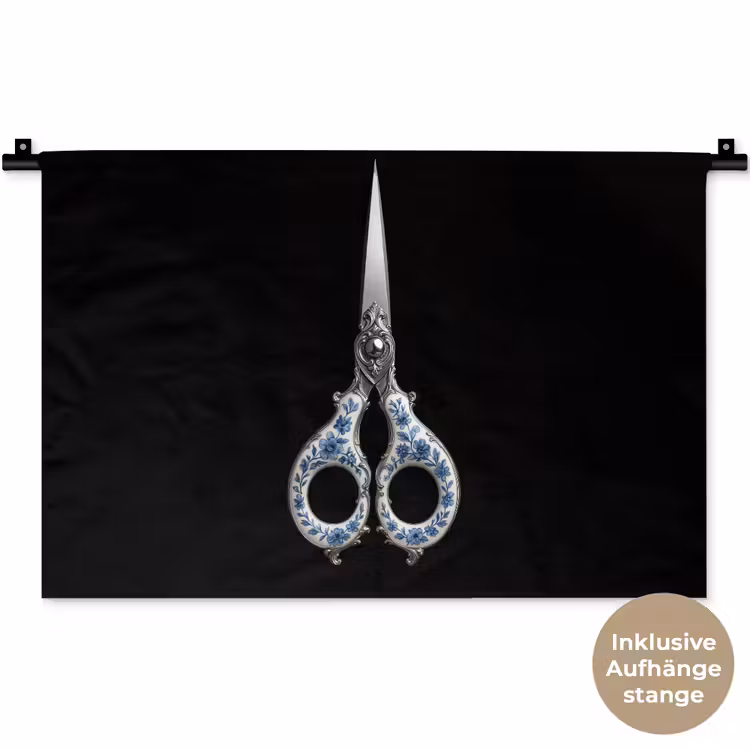 Schaar - Delfts blauw - Zwart Wandkleed katoen klein -t3d_DE