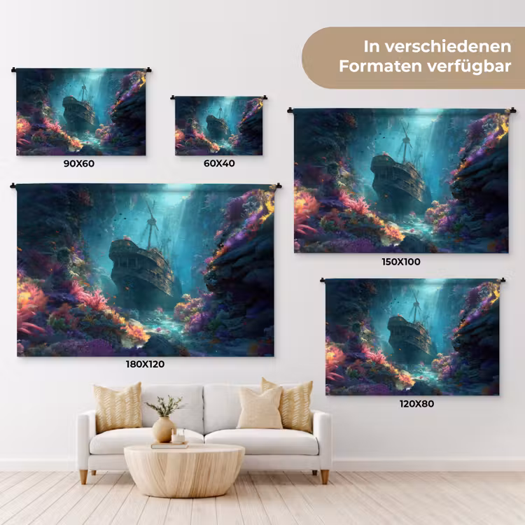 Schip - Hout - Koraalriffen - Zonlicht Wandkleed katoen klein -tsfeer8_DE