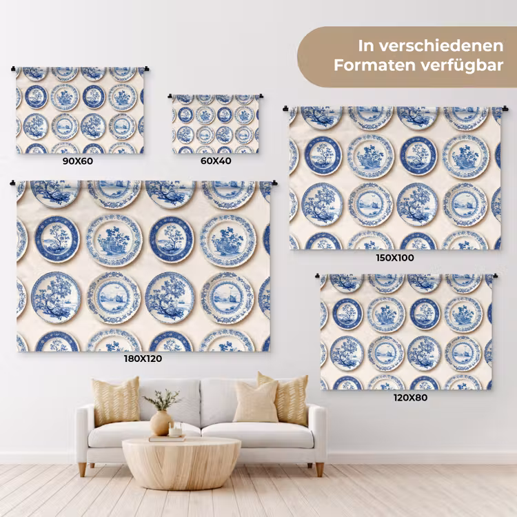 Borden - Bomen - Planten - Blauw Wandkleed katoen klein 269 -tsfeer8_DE