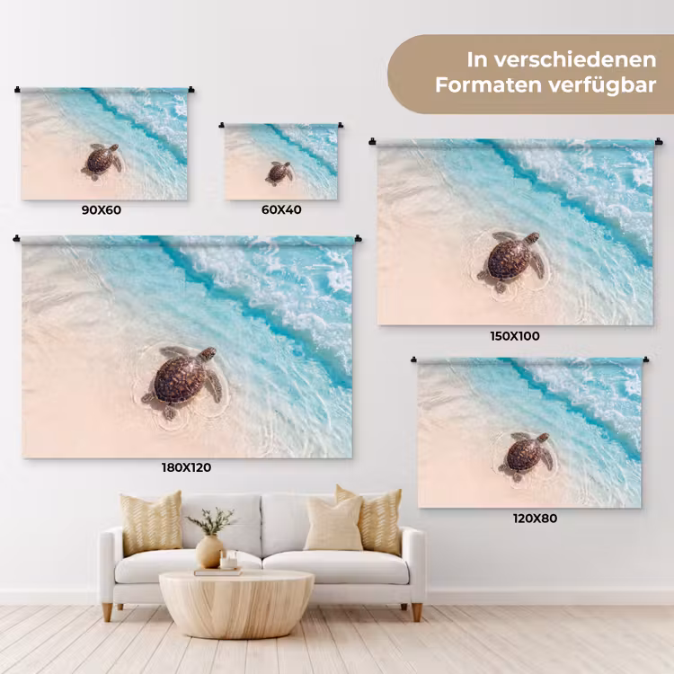 Schildpad - Helder water - Strand - Dieren - Natuur Wandkleed katoen klein -tsfeer8_DE