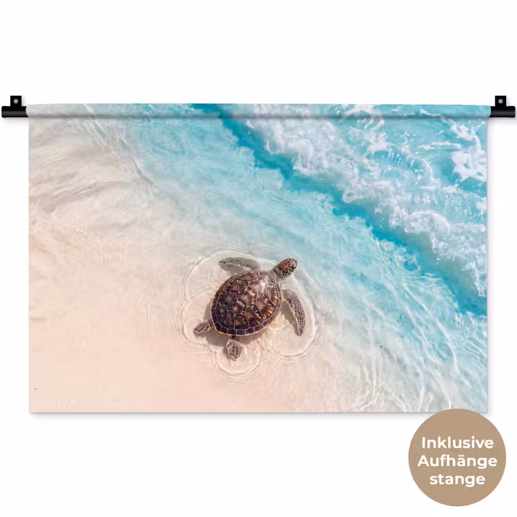 Schildpad - Helder water - Strand - Dieren - Natuur Wandkleed katoen klein -t3d_DE