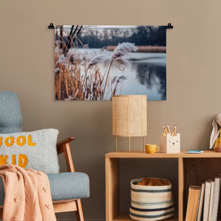 Riet - Gras - Natuur - Winter - Meer Wandkleed katoen klein -wsfeer4_kind