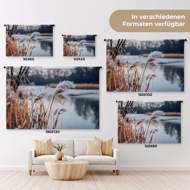 Riet - Gras - Natuur - Winter - Meer Wandkleed katoen klein -tsfeer8_DE