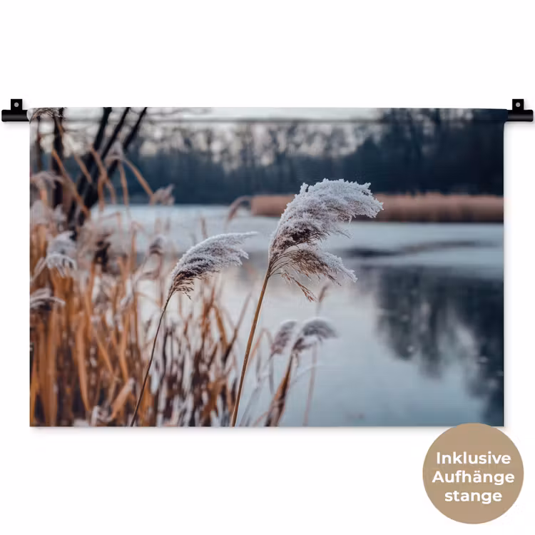 Riet - Gras - Natuur - Winter - Meer Wandkleed katoen klein -t3d_DE
