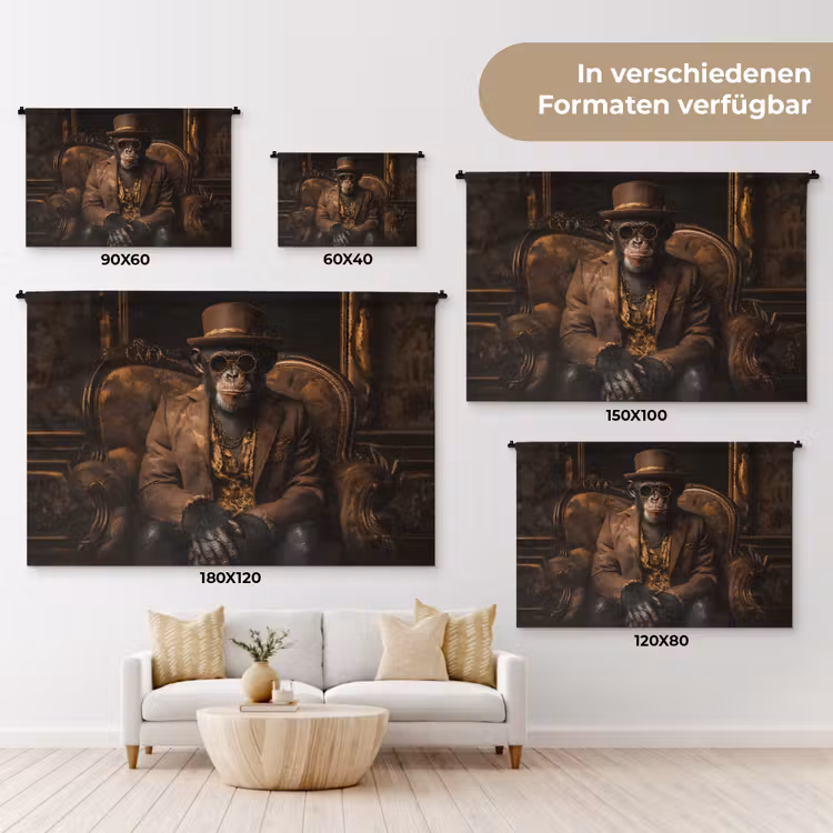 Chimpansee - Stoel - Pak - Bruin Wandkleed katoen klein -tsfeer8_DE