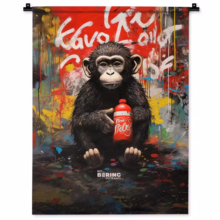 Chimpansee voor graffiti muur Wandkleed katoen klein -zz3d