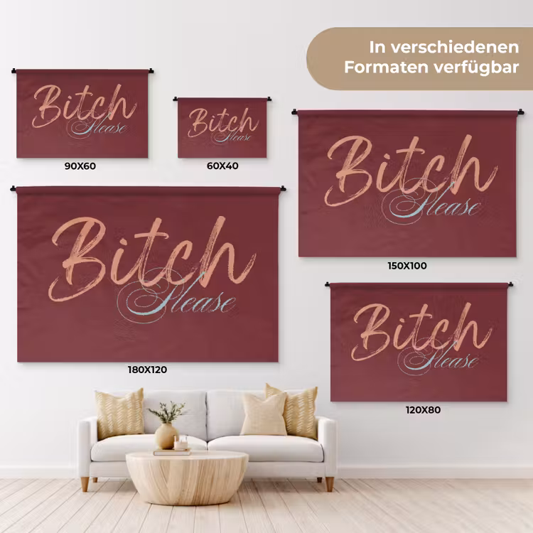 Bitch please - Rood - Blauw Wandkleed katoen klein -tsfeer8_DE