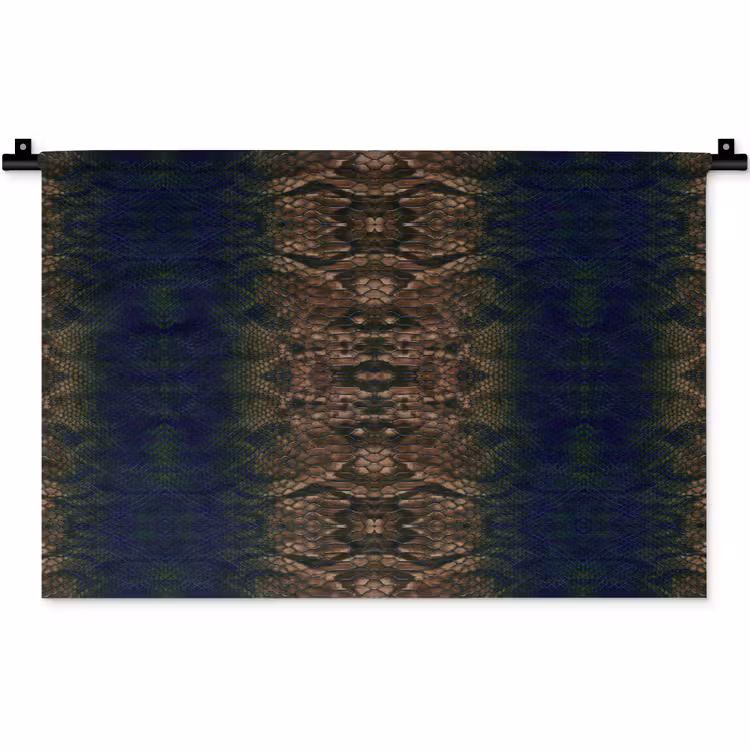 Slang - Boa - Bruin - Blauw Wandkleed katoen klein 269 -zz3d