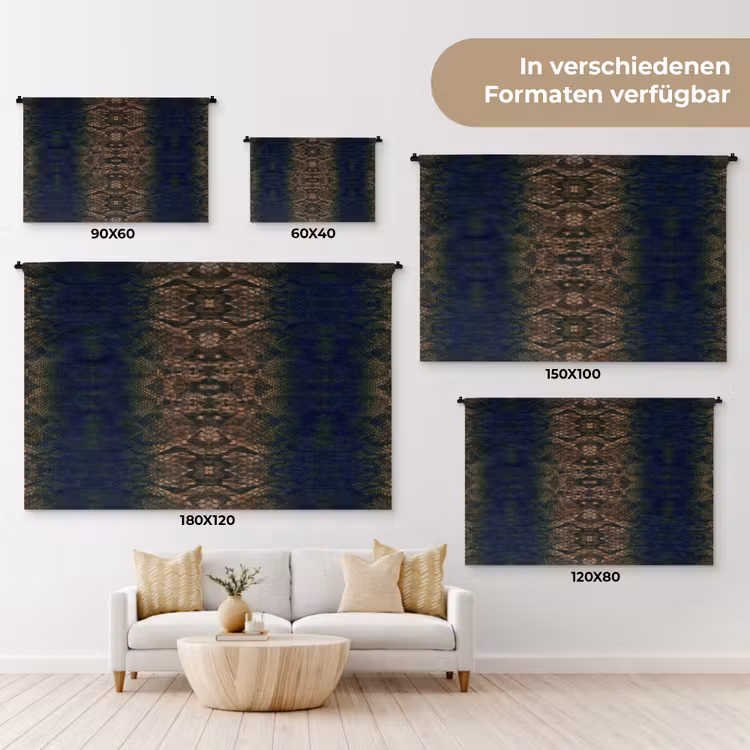 Slang - Boa - Bruin - Blauw Wandkleed katoen klein 269 -tsfeer8_DE