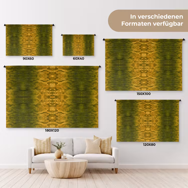 Slang - Boa - Geel - Groen Wandkleed katoen klein 269 -tsfeer8_DE