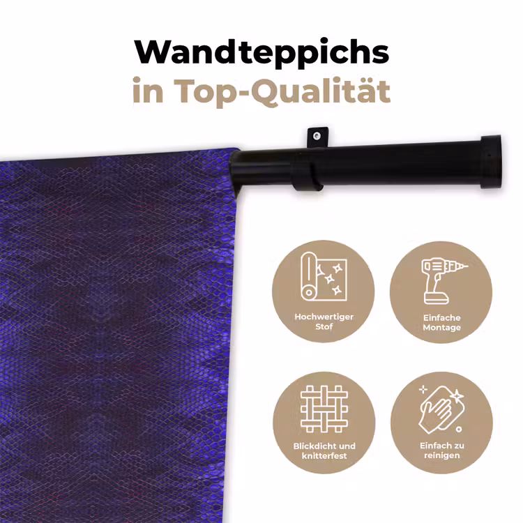 Slang - Boa - Paars - Blauw Wandkleed katoen klein 269 -tsfeer2_DE