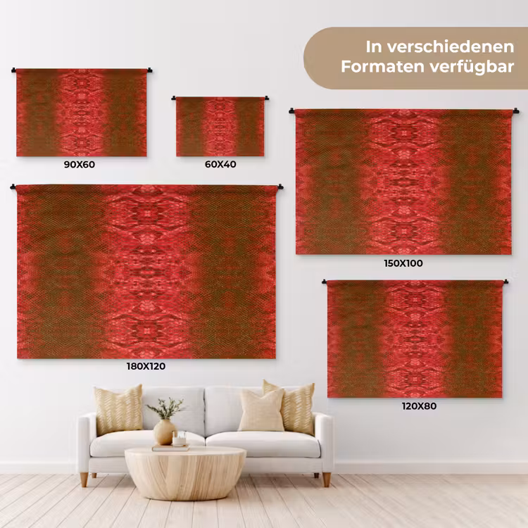Slang - Boa - Rood -Groen Wandkleed katoen klein 269 -tsfeer8_DE