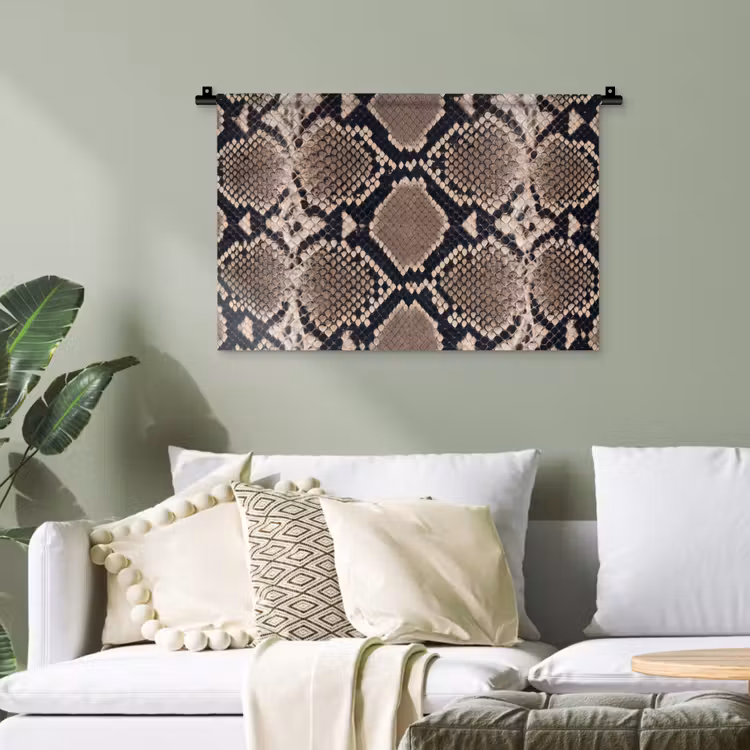 Slangenprint - Python - Bruin Wandkleed katoen klein -sfeer7