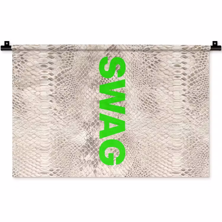 Slangenprint - SWAG - Neon - Groen Wandkleed katoen klein -zz3d