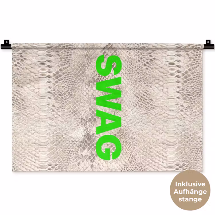 Slangenprint - SWAG - Neon - Groen Wandkleed katoen klein -t3d_DE