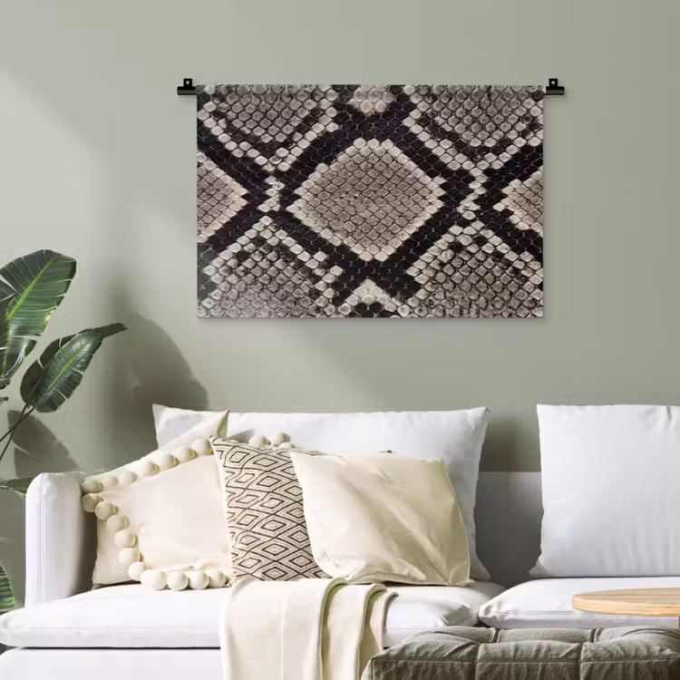 Slangenleer - Patroon - Beige Wandkleed katoen klein -sfeer7
