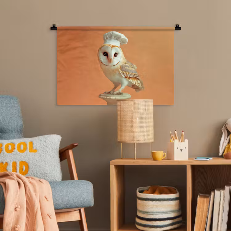 Kerkuil - Koksmuts - Oranje - Vogel Wandkleed katoen klein -wsfeer4_kind