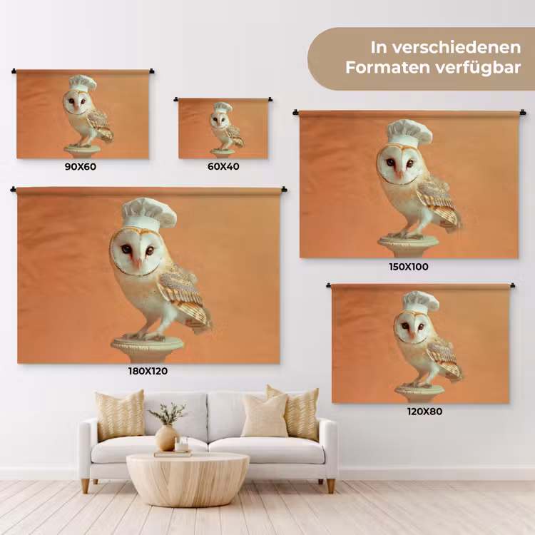Kerkuil - Koksmuts - Oranje - Vogel Wandkleed katoen klein -tsfeer8_DE