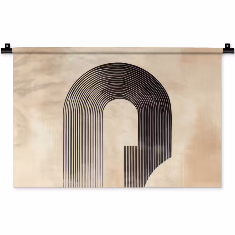 Boog - Strepen - Minimalistisch - Zwart Wandkleed katoen klein -zz3d