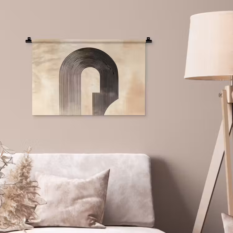 Boog - Strepen - Minimalistisch - Zwart Wandkleed katoen klein -sfeer4