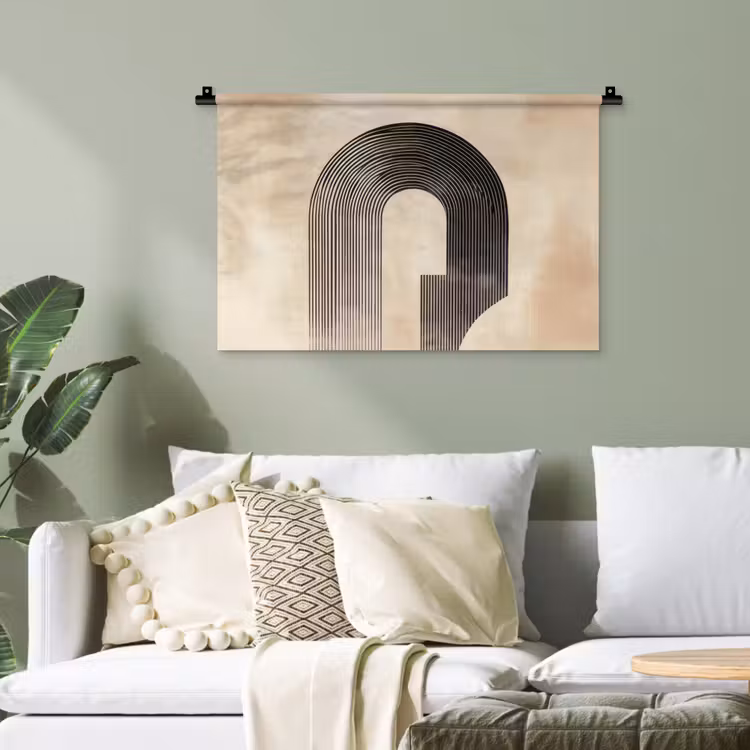 Boog - Strepen - Minimalistisch - Zwart Wandkleed katoen klein -sfeer7