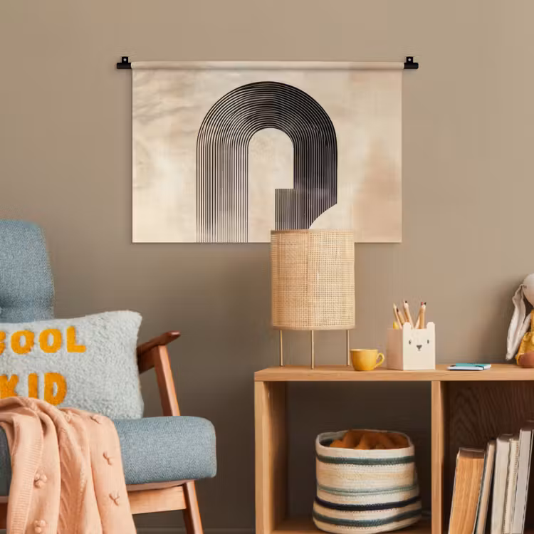 Boog - Strepen - Minimalistisch - Zwart Wandkleed katoen klein -wsfeer4_kind