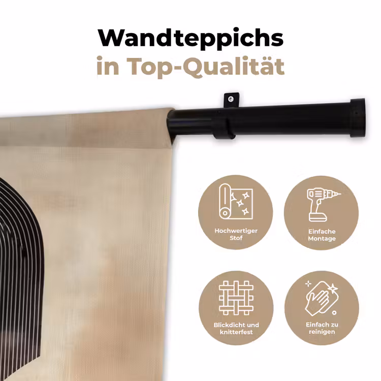 Boog - Strepen - Minimalistisch - Zwart Wandkleed katoen klein -tsfeer2_DE