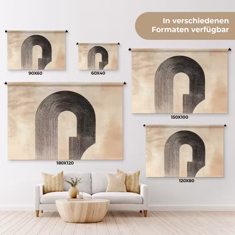 Boog - Strepen - Minimalistisch - Zwart Wandkleed katoen klein -tsfeer8_DE