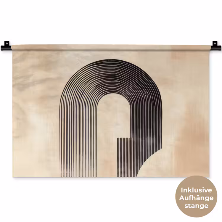 Boog - Strepen - Minimalistisch - Zwart Wandkleed katoen klein -t3d_DE