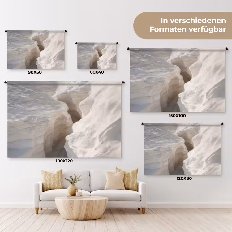 Kloof - Wit - Sneeuw Wandkleed katoen klein -tsfeer8_DE