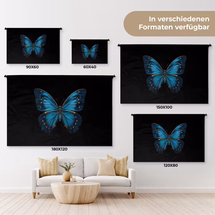 Vlinder - Blauw - Contrast Wandkleed katoen klein -tsfeer8_DE
