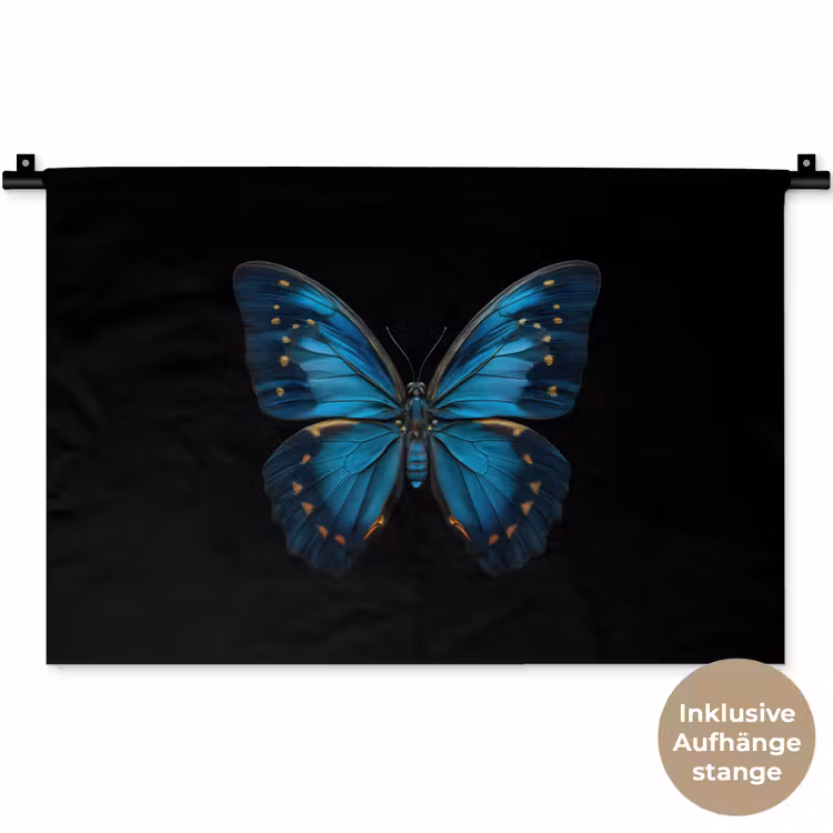 Vlinder - Blauw - Contrast Wandkleed katoen klein -t3d_DE