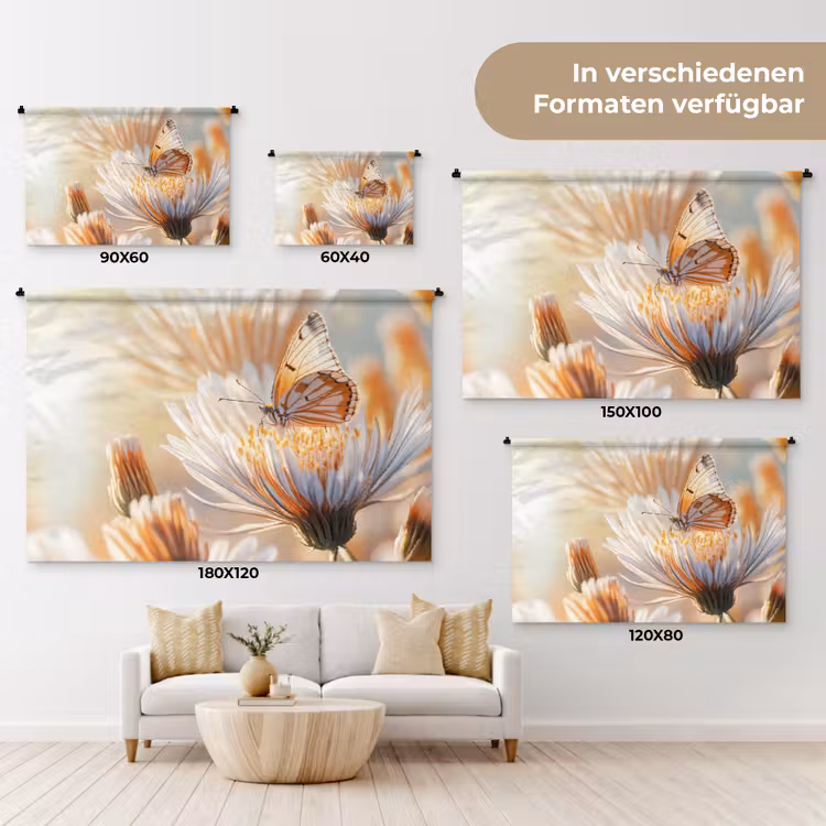 Vlinder - Bloem - Oranje Wandkleed katoen klein -tsfeer8_DE