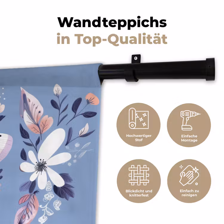 Vlinder - Vleugels - Stippen - Bloemen Wandkleed katoen klein -tsfeer2_DE