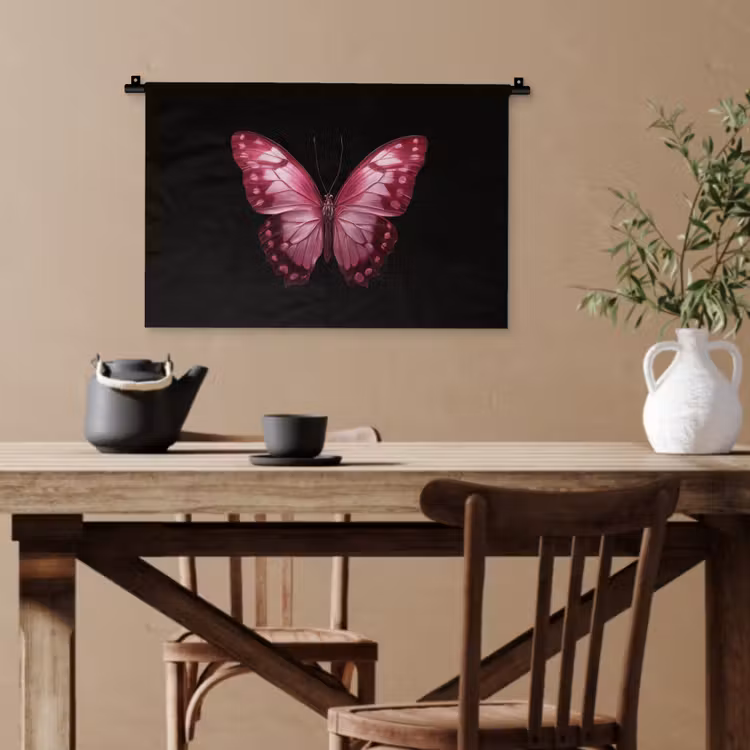 Vlinder - Fuchsia - Grafisch Wandkleed katoen klein -sfeer6