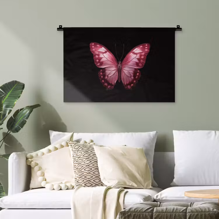 Vlinder - Fuchsia - Grafisch Wandkleed katoen klein -sfeer7