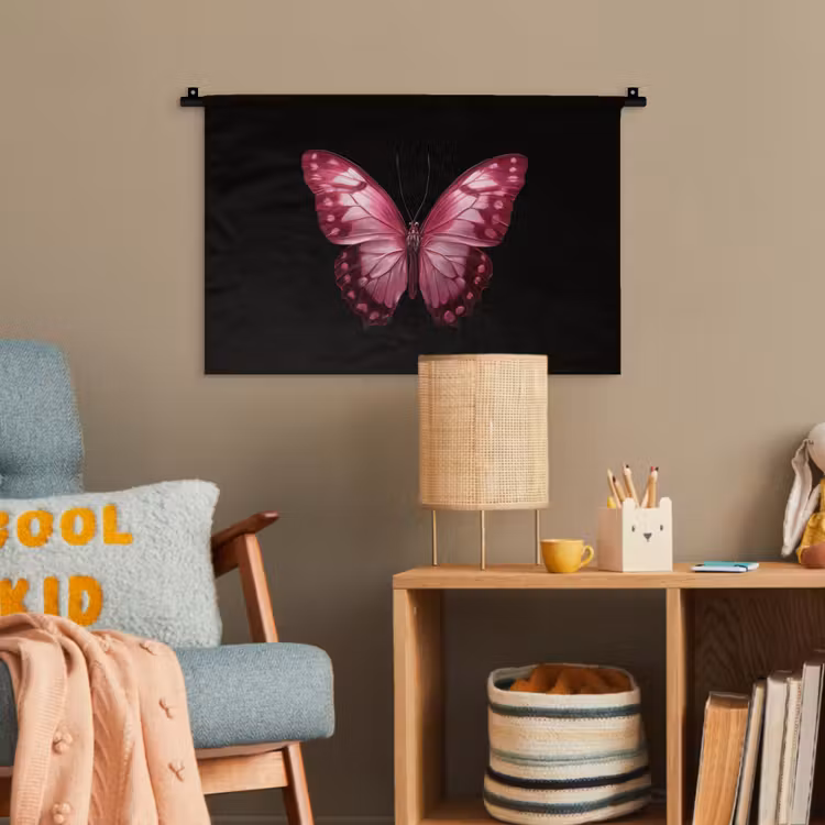 Vlinder - Fuchsia - Grafisch Wandkleed katoen klein -wsfeer4_kind