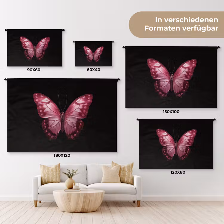 Vlinder - Fuchsia - Grafisch Wandkleed katoen klein -tsfeer8_DE