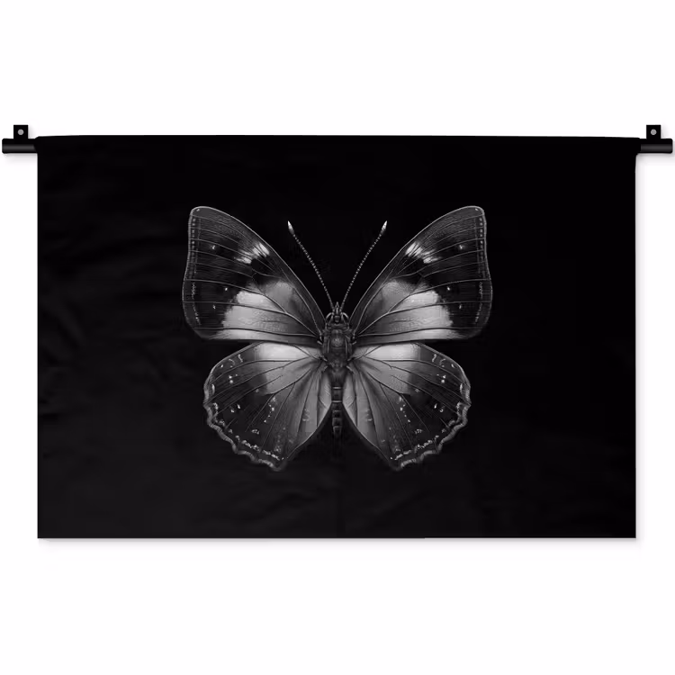 Vlinder - Grijs - Mysterieus Wandkleed katoen klein -zz3d