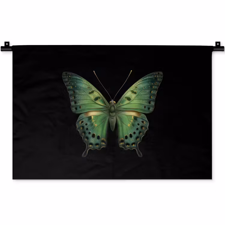 Vlinder - Groen - Diepte Wandkleed katoen klein -zz3d