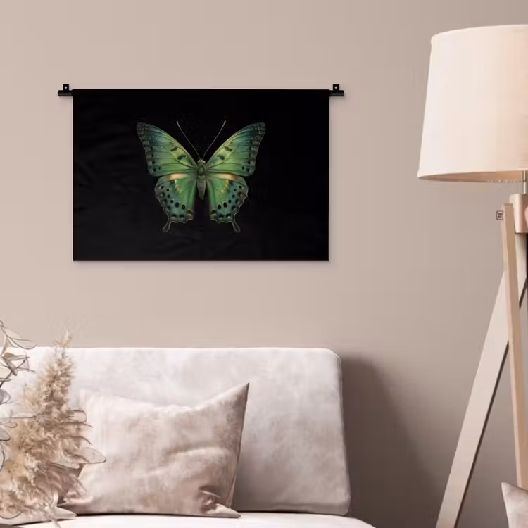 Vlinder - Groen - Diepte Wandkleed katoen klein -sfeer4