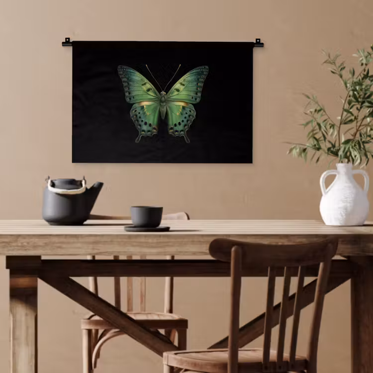 Vlinder - Groen - Diepte Wandkleed katoen klein -sfeer6