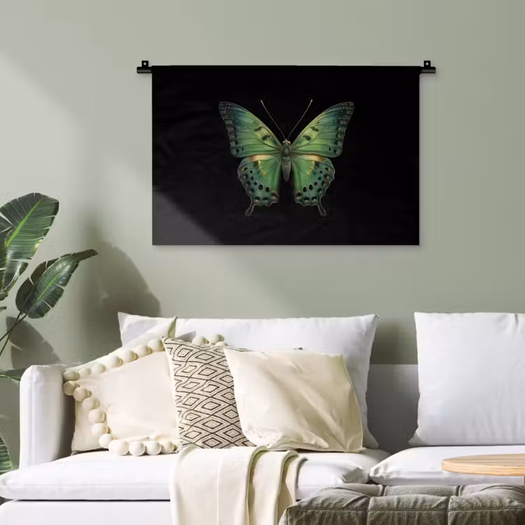 Vlinder - Groen - Diepte Wandkleed katoen klein -sfeer7