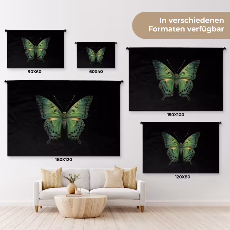 Vlinder - Groen - Diepte Wandkleed katoen klein -tsfeer8_DE