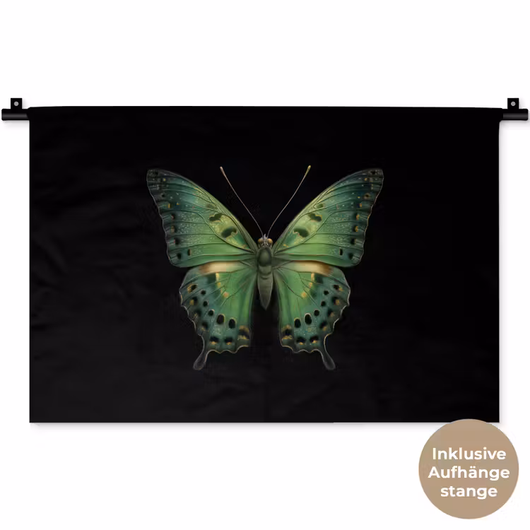 Vlinder - Groen - Diepte Wandkleed katoen klein -t3d_DE