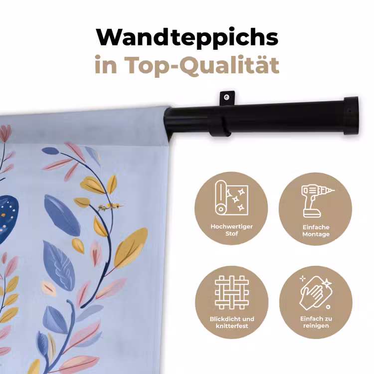 Vlinder - Lichtblauw - Sierlijk - Bloemen Wandkleed katoen klein -tsfeer2_DE