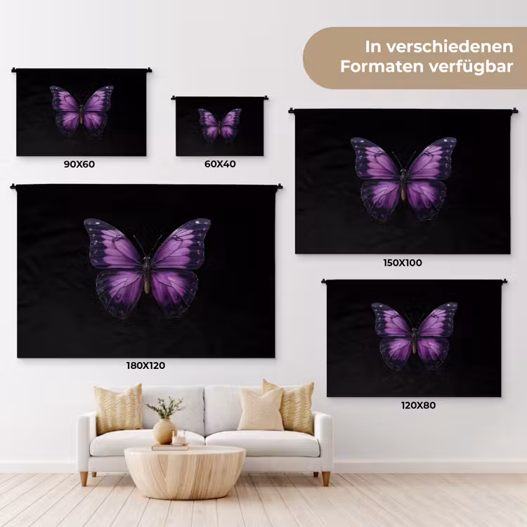 Vlinder - Paars - Levendig Wandkleed katoen klein -tsfeer8_DE